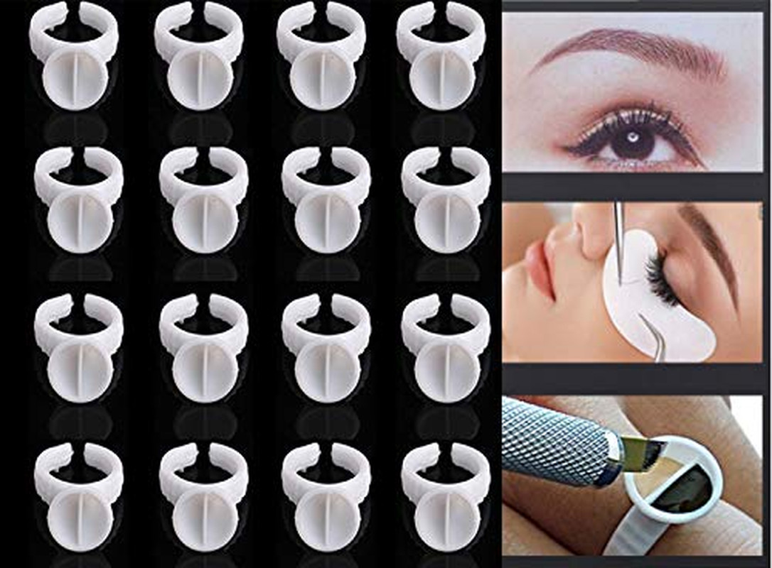 100Pcs 2 Slot Disposable Plastic Nail Art Tattoo Glue Pallet Holder Eyelash Exte
