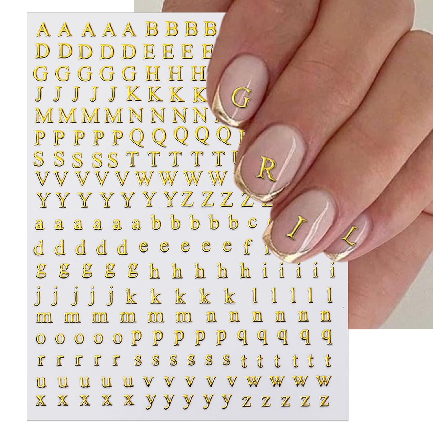 Letter Nail Art Stickers – 3D English Alphabet Decals for DIY Mix