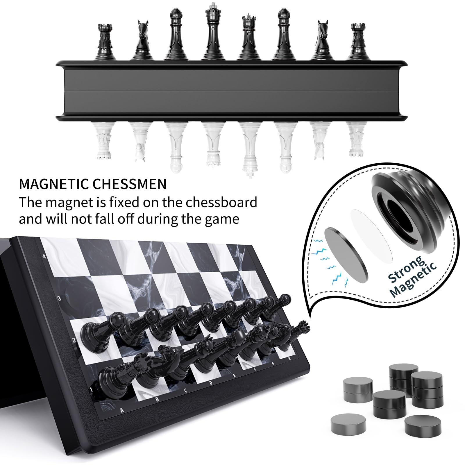 2-in-1 Chess Set and 12.5 Inches X X 1 Inch, Black White