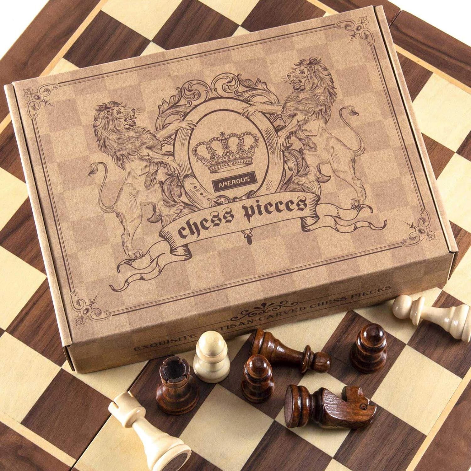 AMEROUS Wooden Chess Pieces Only, Tournament Staunton Wood Chessmen with 3.5…