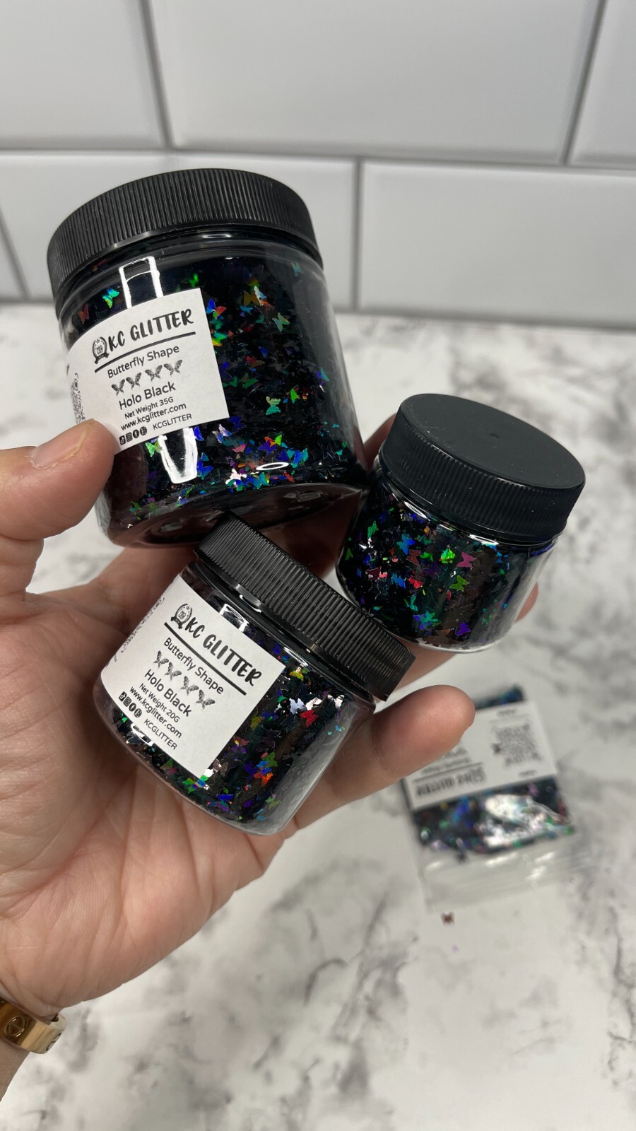 50g Solvent Resistant BUTTERFLY shape Glitter HOLO BLACK Nail Art DIY Craft