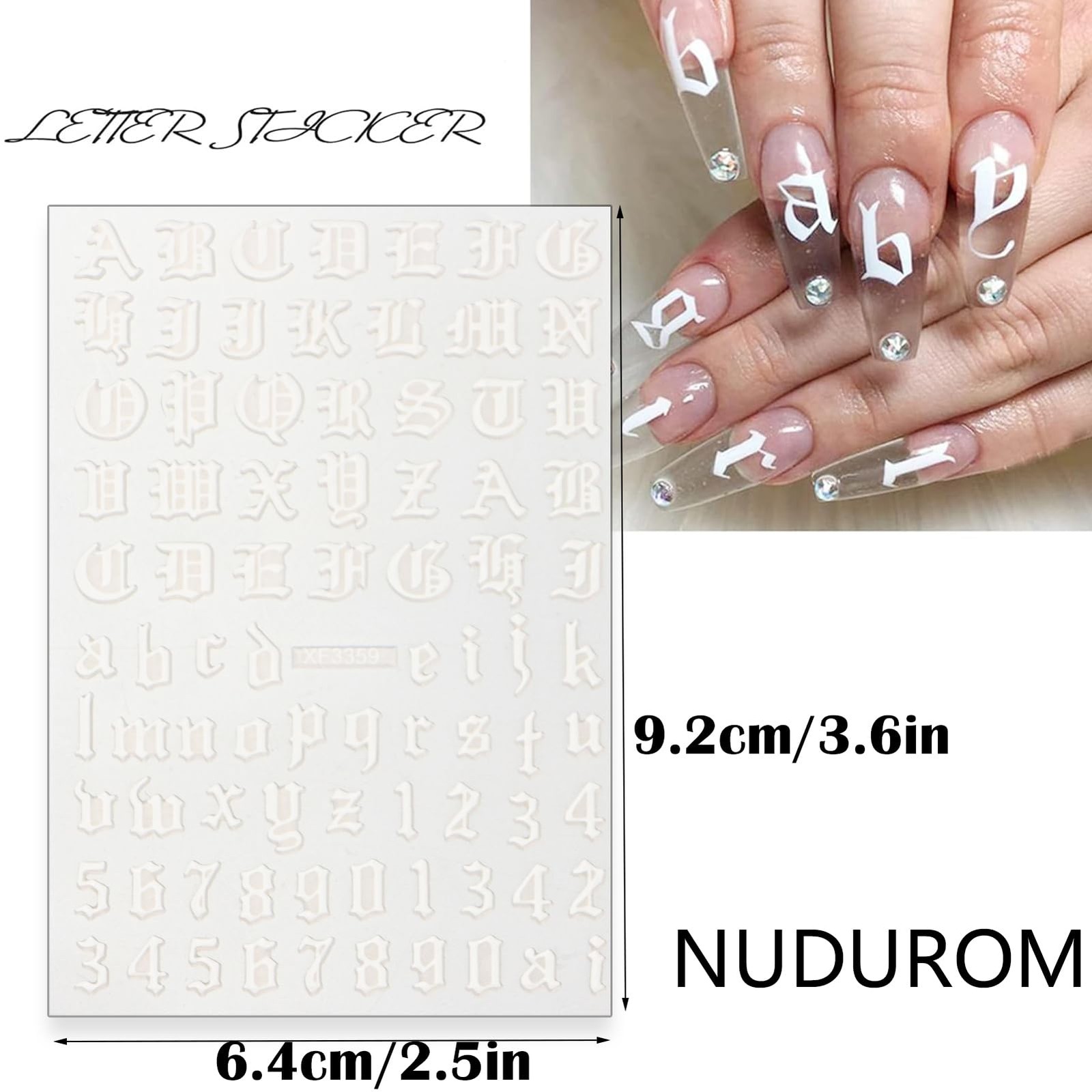English Nail Stickers – Gold, Black, Silver, White Letter & Number Stickers f…