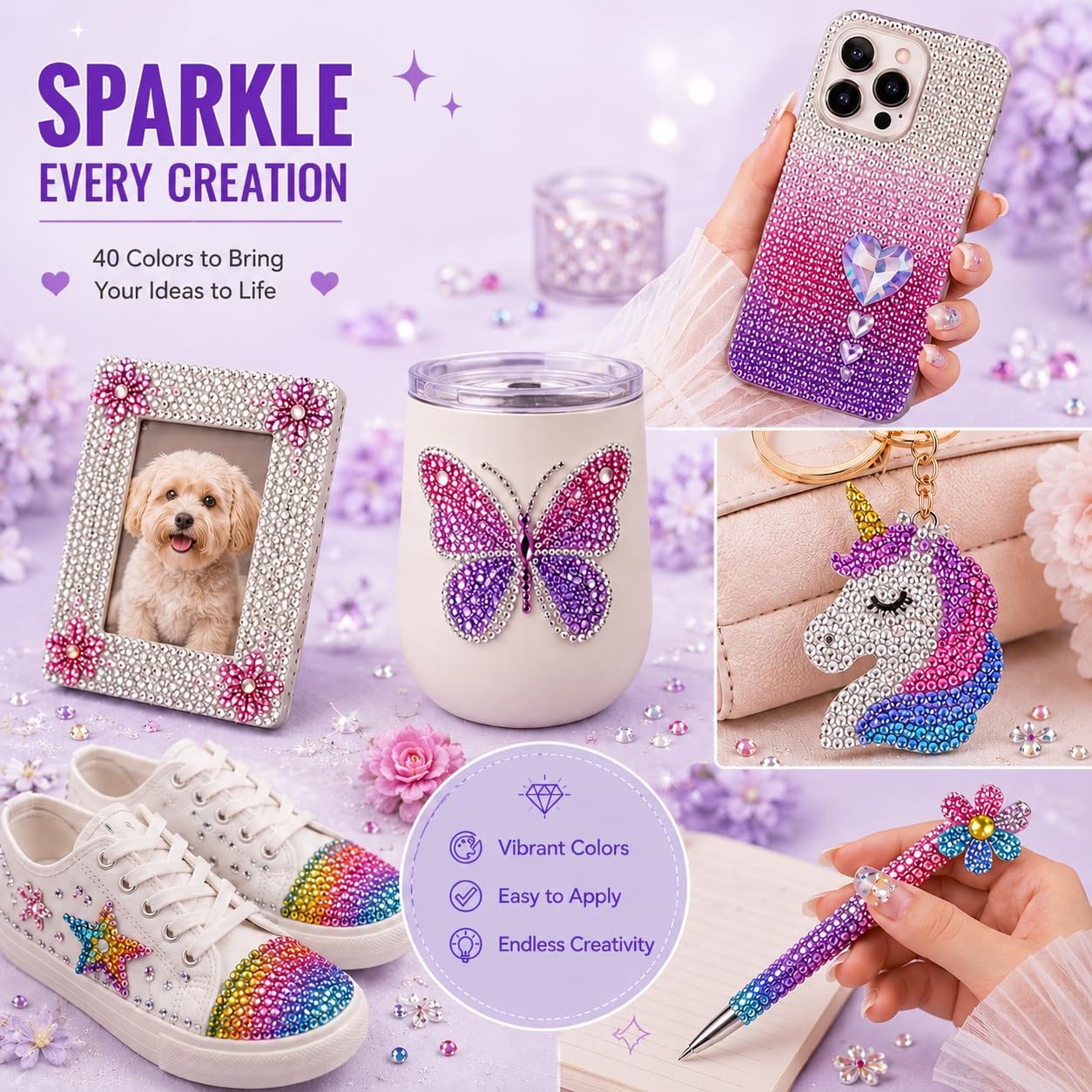 40000 PCS Bedazzling Kit with Rhinestones, 40 Colors 3mm Resin Jelly Flatback…