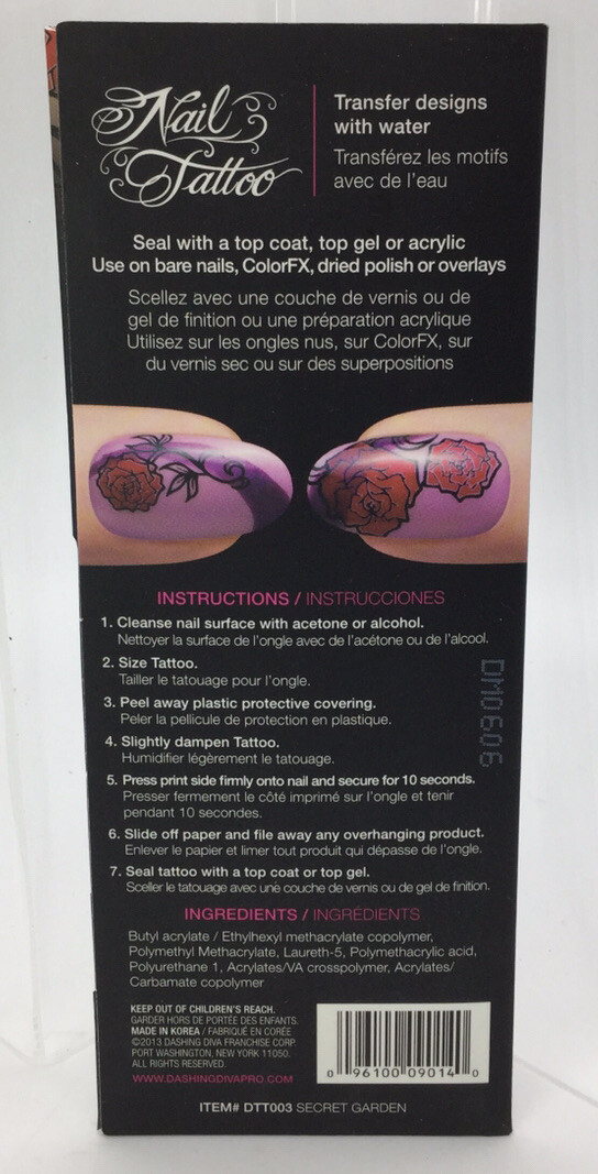 Dashing Diva – Nail Tattoo – 18 Tattoo Tabs – Secret Garden