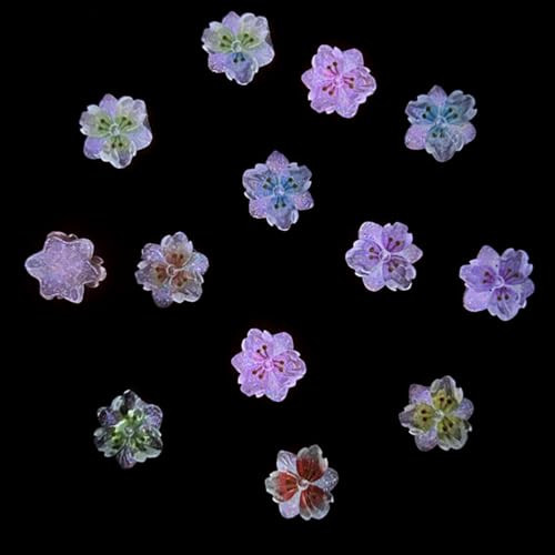 50pcs 3D Flower Nail Charms, Mixed Color Nail Art Charms, Resin Flower Petals