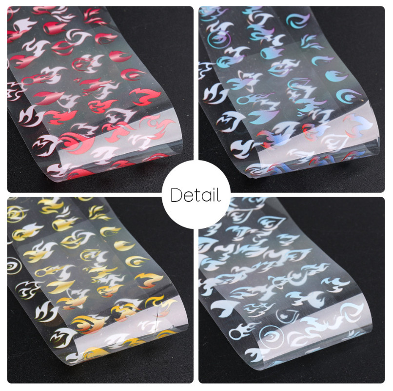 10Pcs Gradient Nails Art Foil Fire Nail Transfer Stickers Foils Decoration NS47