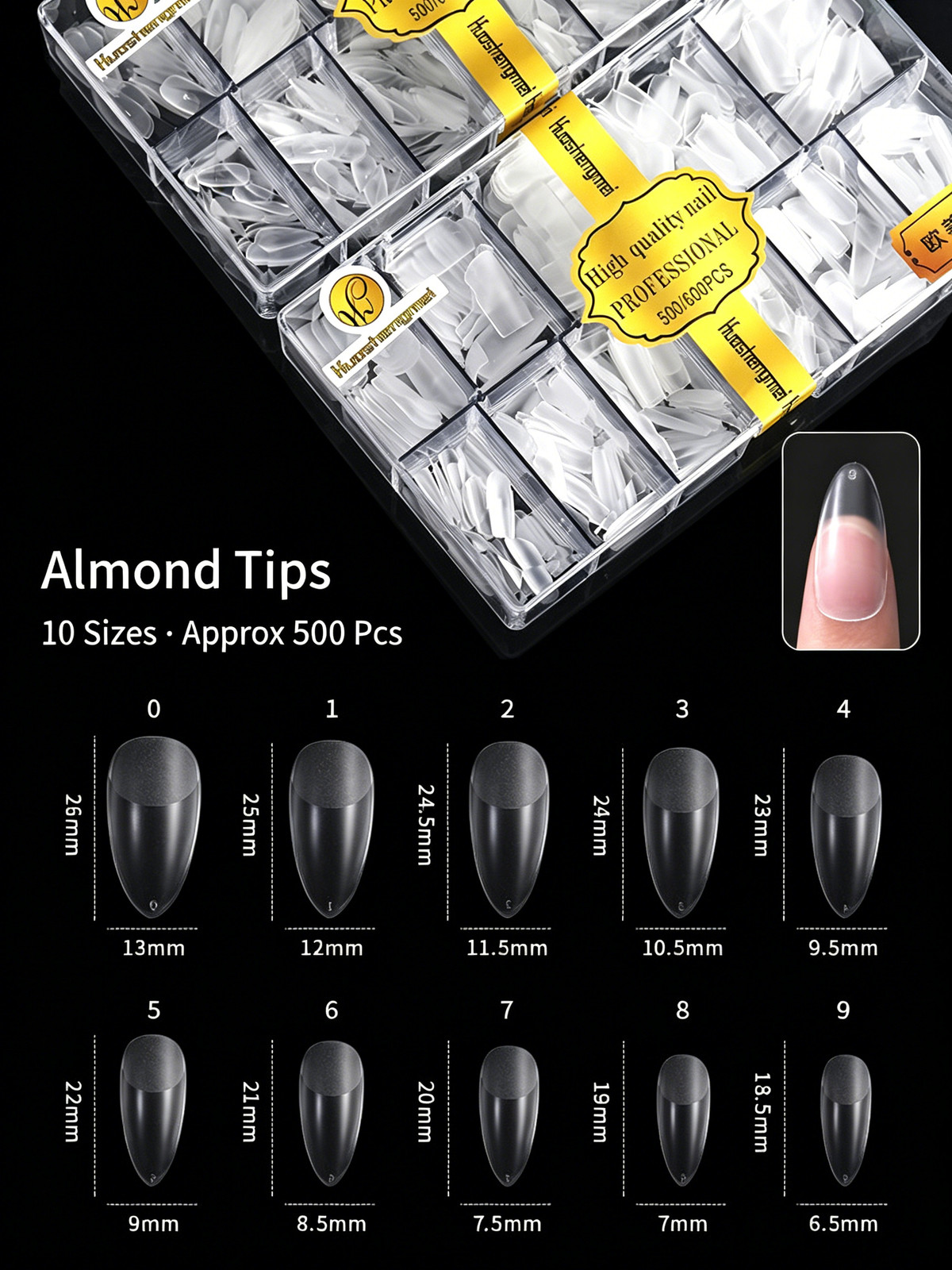 Huashengmei False Nail Tips European & American Full Cover Half Cover Frosted Tr