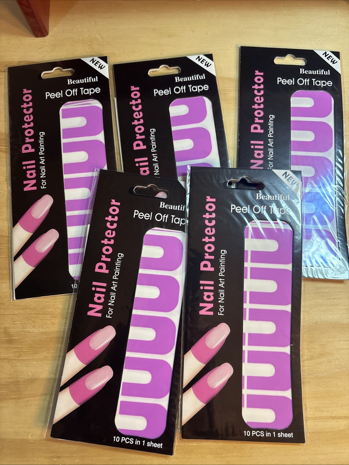Finger Nail Protector Tape For Nail Polish Painting Peel Off Tape Pink 5 Packs
