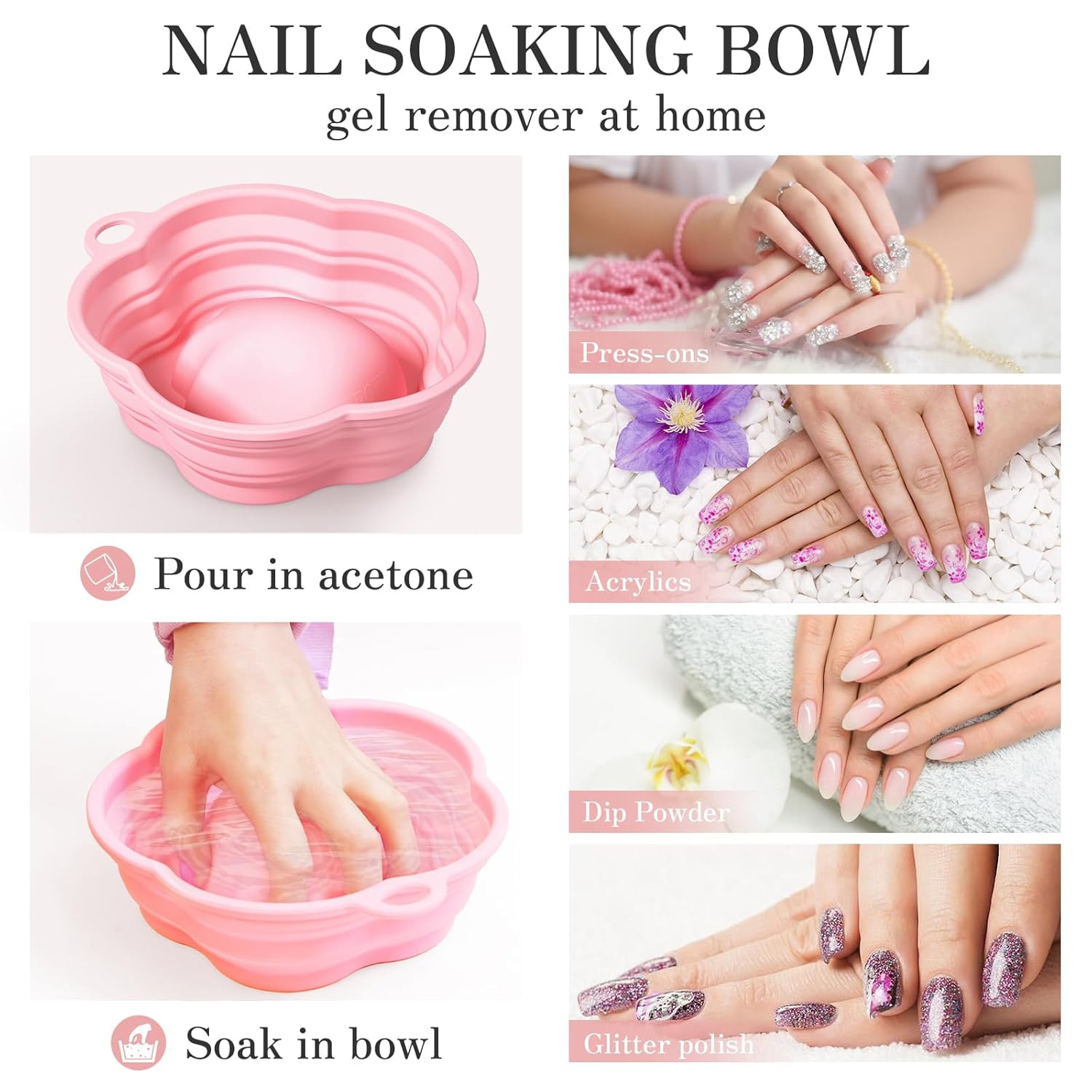 Nail Soaking Bowl Nail Soak off Gel Nail Polish Remover Dip Powder Remover Dip P