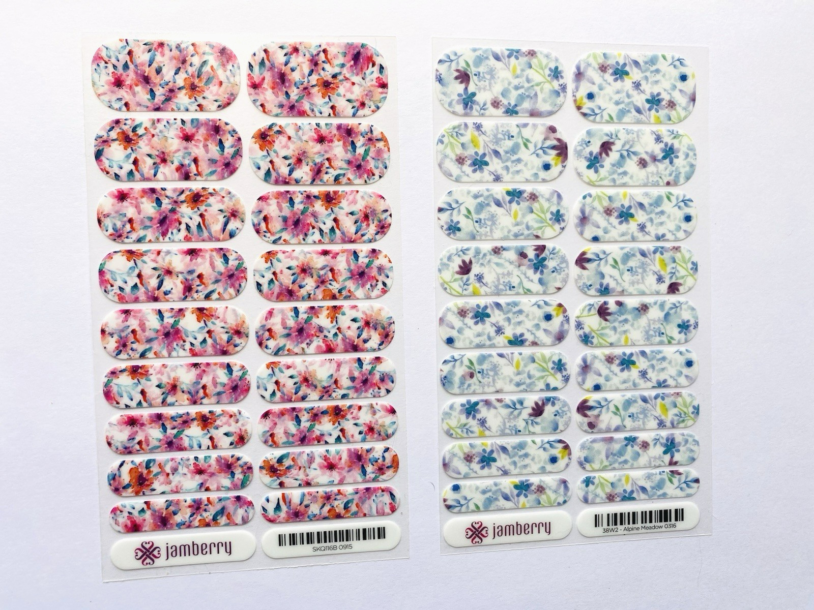 Jamberry Floral Nail Wraps Gloss and Metalic Full Sheet New