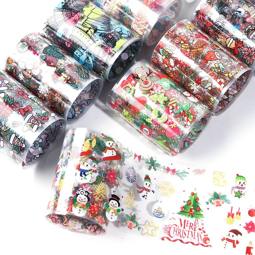 10 Sheets Christmas Nail Art Foils Transfer Stickers Winter Nail Stickers Decals