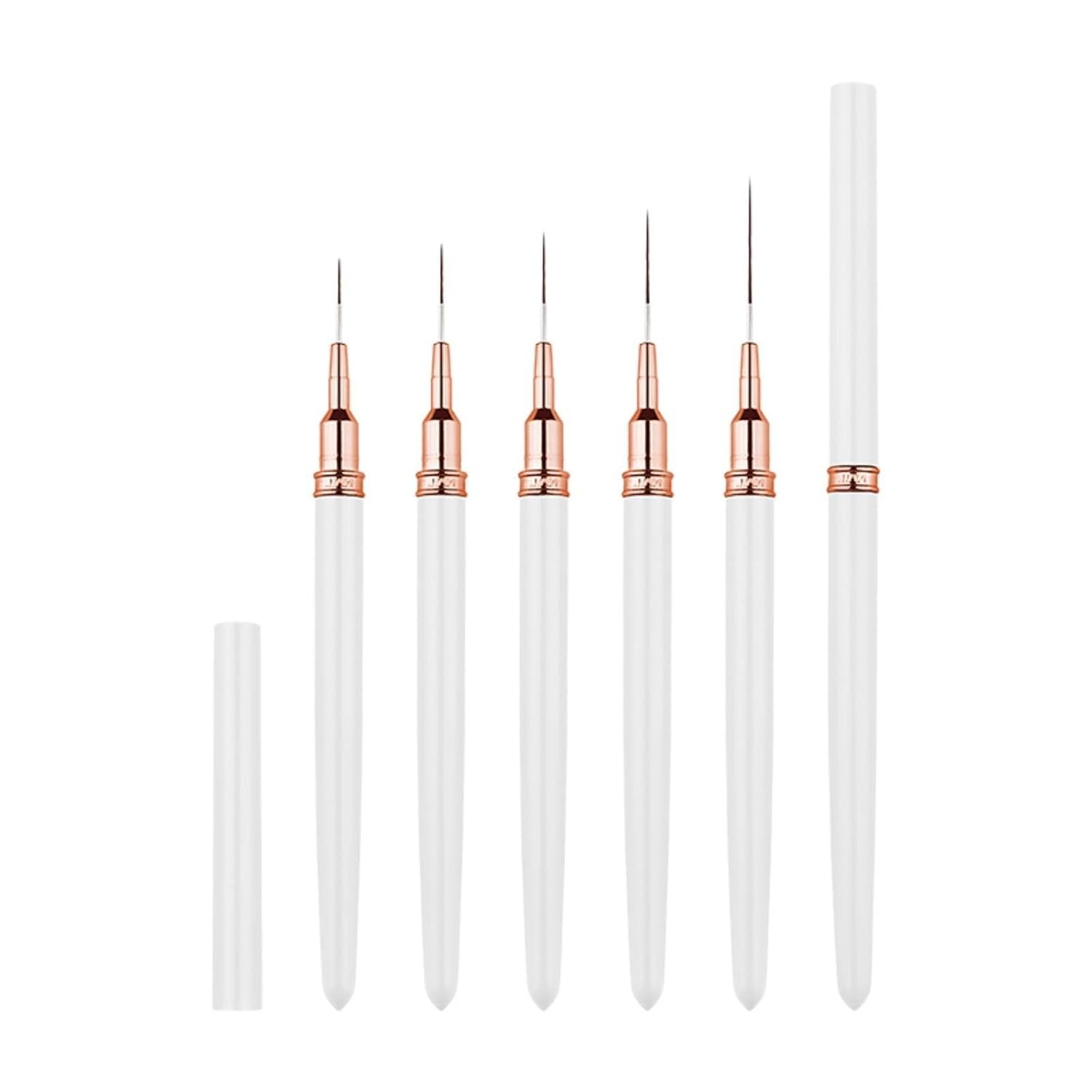 Metallic Liner Nail Art Brushes Set, Nail Art Pens, 5PCS White Color Nail Too…