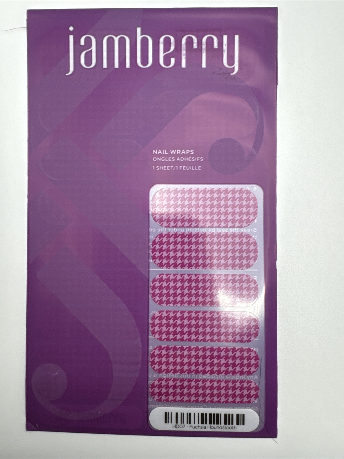 Jamberry Nail Wraps Fuchsia Houndstooth Full Sheet (purple plaid)