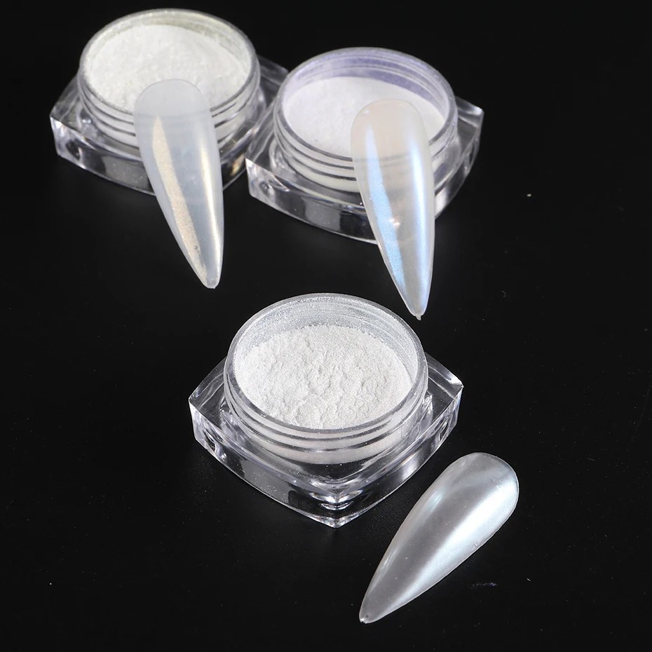 White Pearl Chrome Nail Powder Glitter Art Powder Dust Glimmer Hot Nails Premium