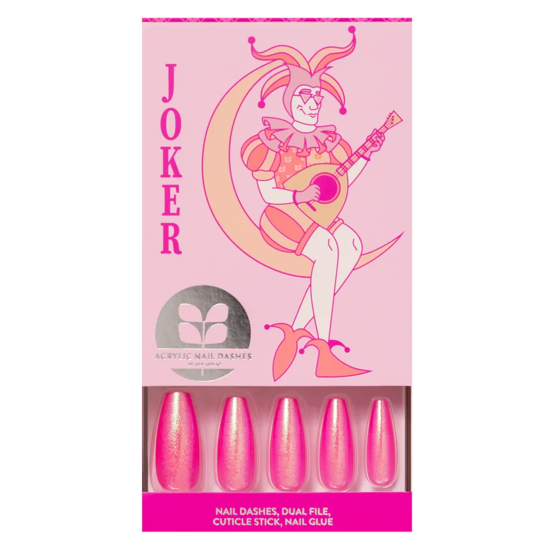 Red Aspen Press On Nails- Joker Jersey-Extra Long Coffin-Pink