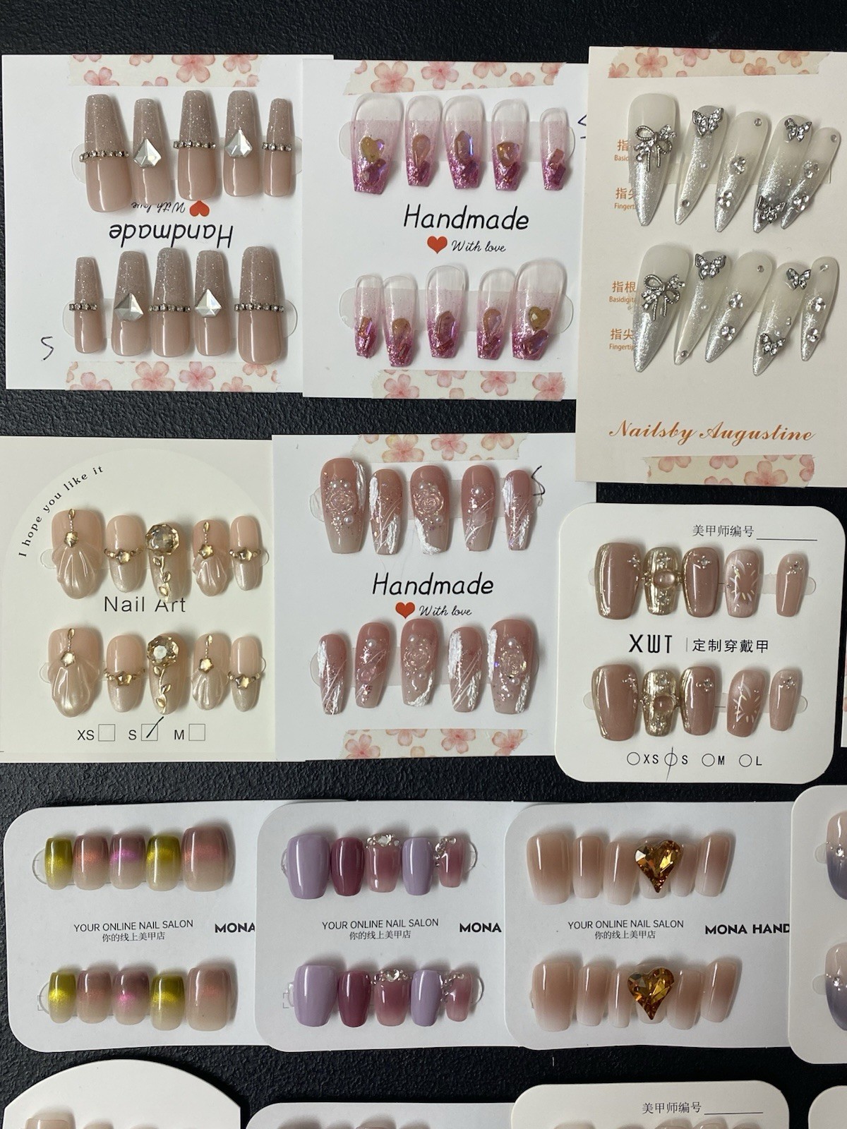 25 Pairs LOT-Handmade Press On Nails Reusable Fake Nails Full Cover Size S