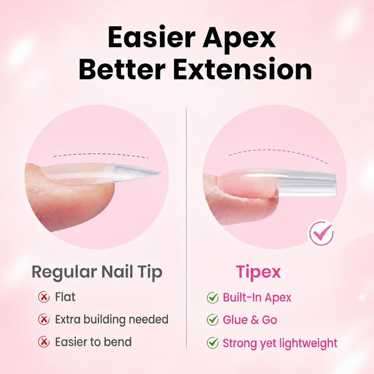 Beetles Tipex Instant Apex Nail Tips Kit with Dehydrator & Primer, Long Square,