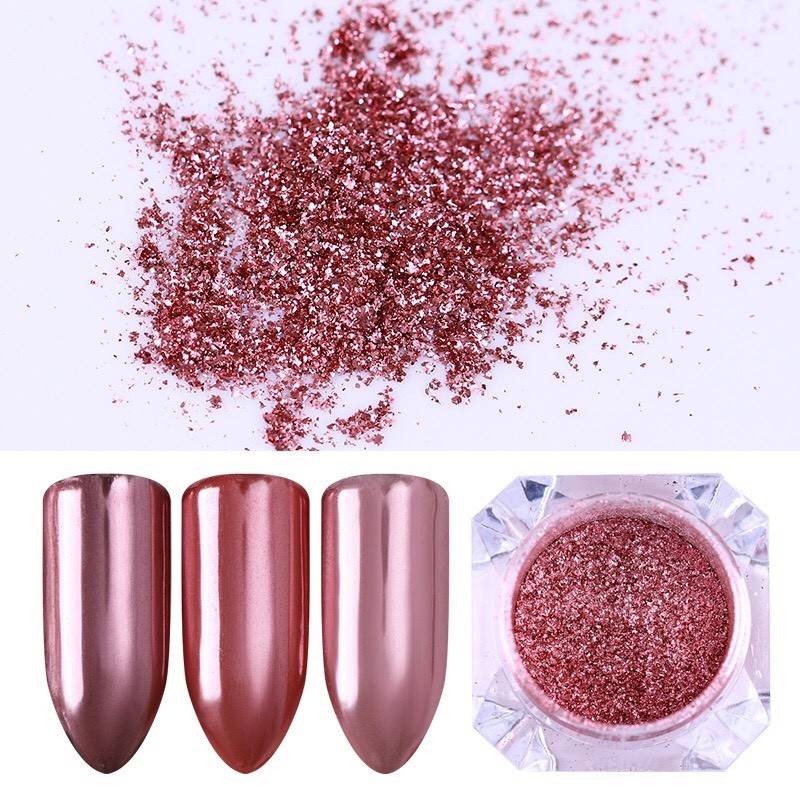 ROSE GOLD CHROME MIRROR POWDER Pigment Nail Art Champagne Shining Effect (GR)