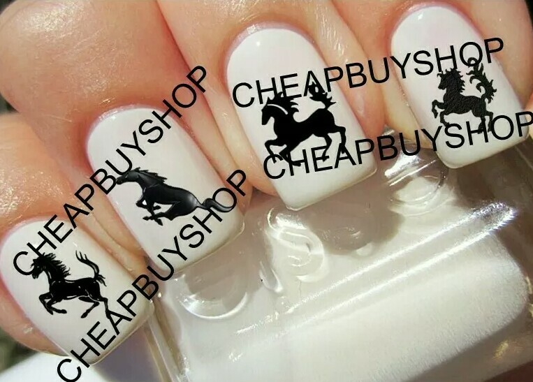 Ferrari, Mustang, Prancing Horse》4 Different Designs》Nail Art Decals