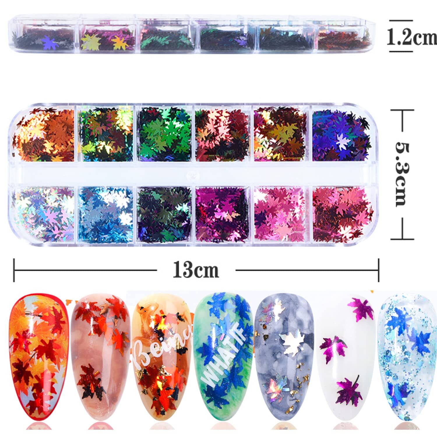3D Fall Maple Leaf Glitter Nail Art Sequins for Women Girls Manicure Charms