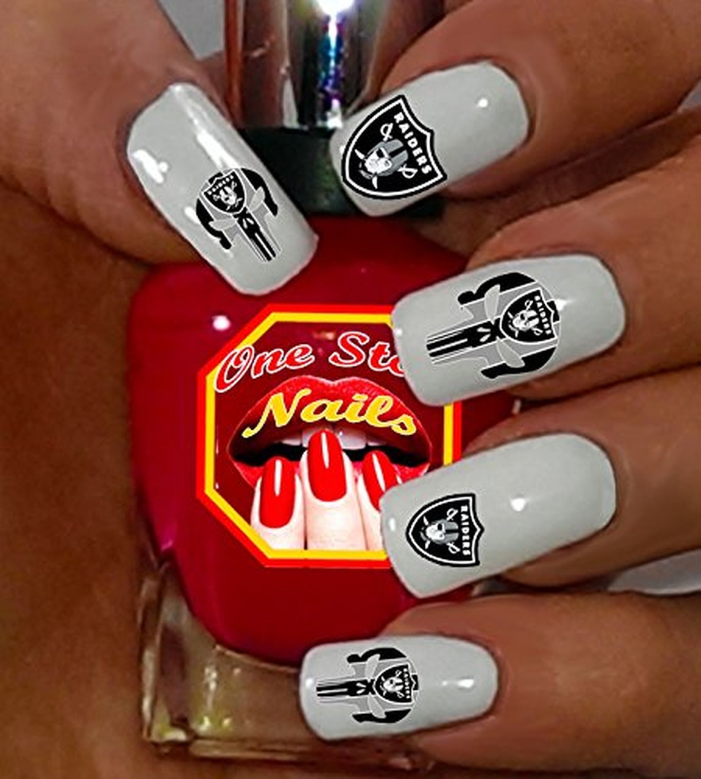 Oakland Raiders Clear Vinyl PEEL and STICK (NOT Waterslide) nail decals/stick…
