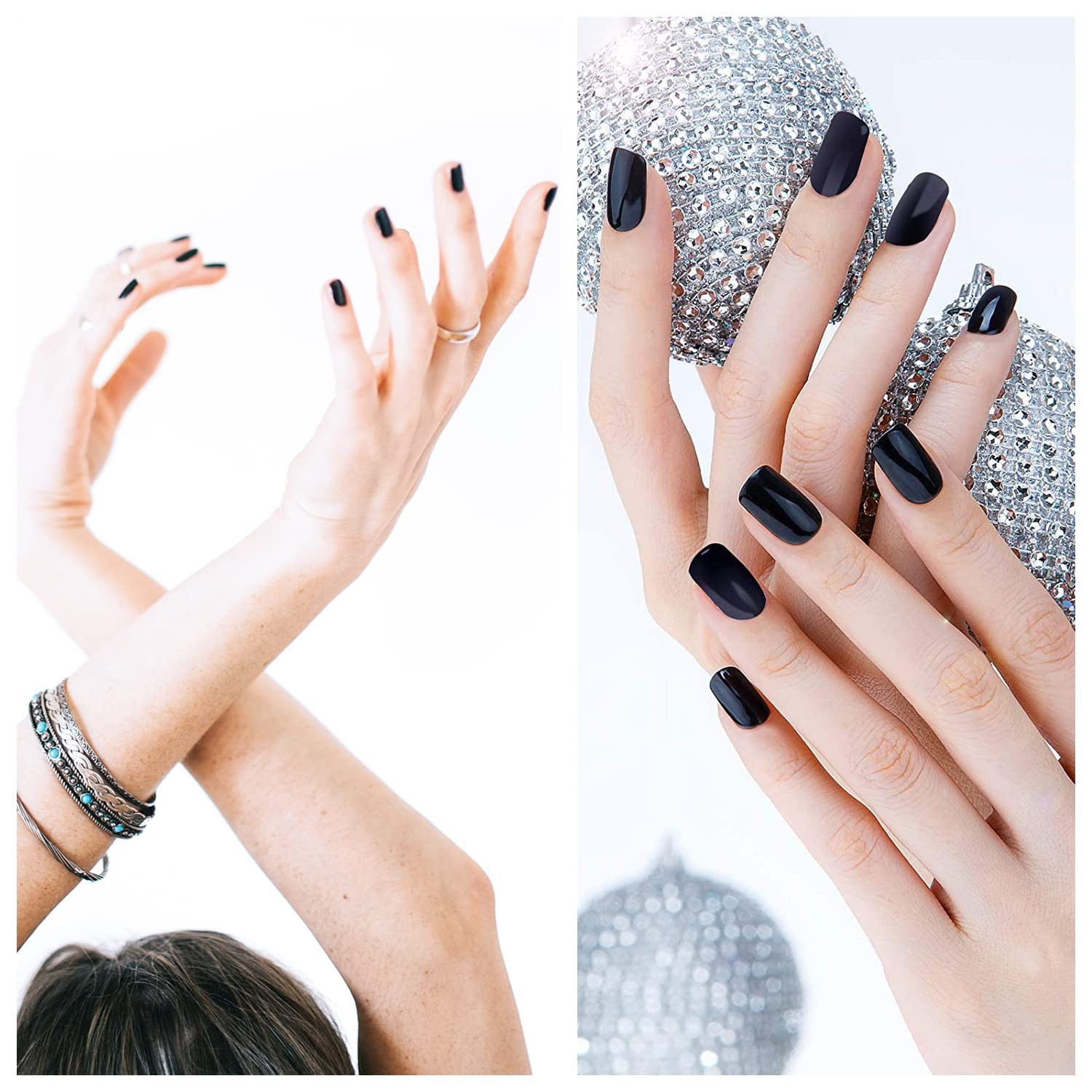 16 Sheets Black Nail Wraps Solid Color Nail Polish Strips for Women Gel Nail …
