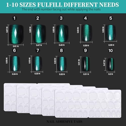 Cat Eye Nails – 6 Short Square Squares – Purple/Green/Orange/Yellow/Blue/Black