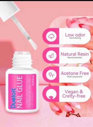 Super Strong Nail Glue for Press on Nails, Nail Tips & Acrylic Nails Bond Brush