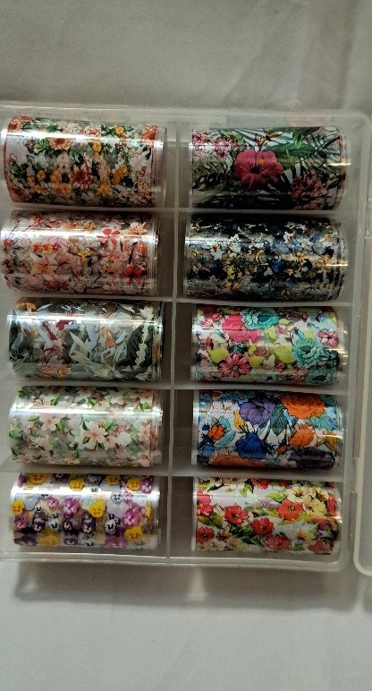 Foil Nails Art Decoration Transfer Floral Boho Acrylic Gel Box FLORA