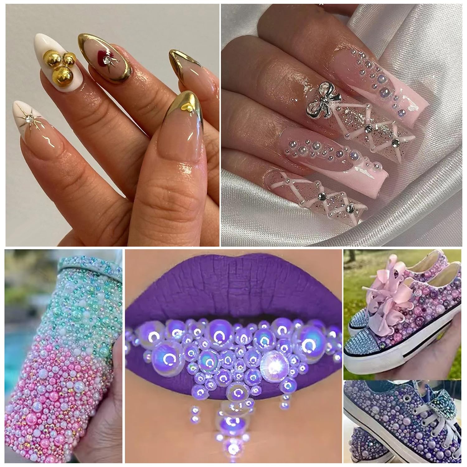 6100Pcs Nail Pearls, Flatback Pearls for Crafting Half Pearl for Makeup Nail …