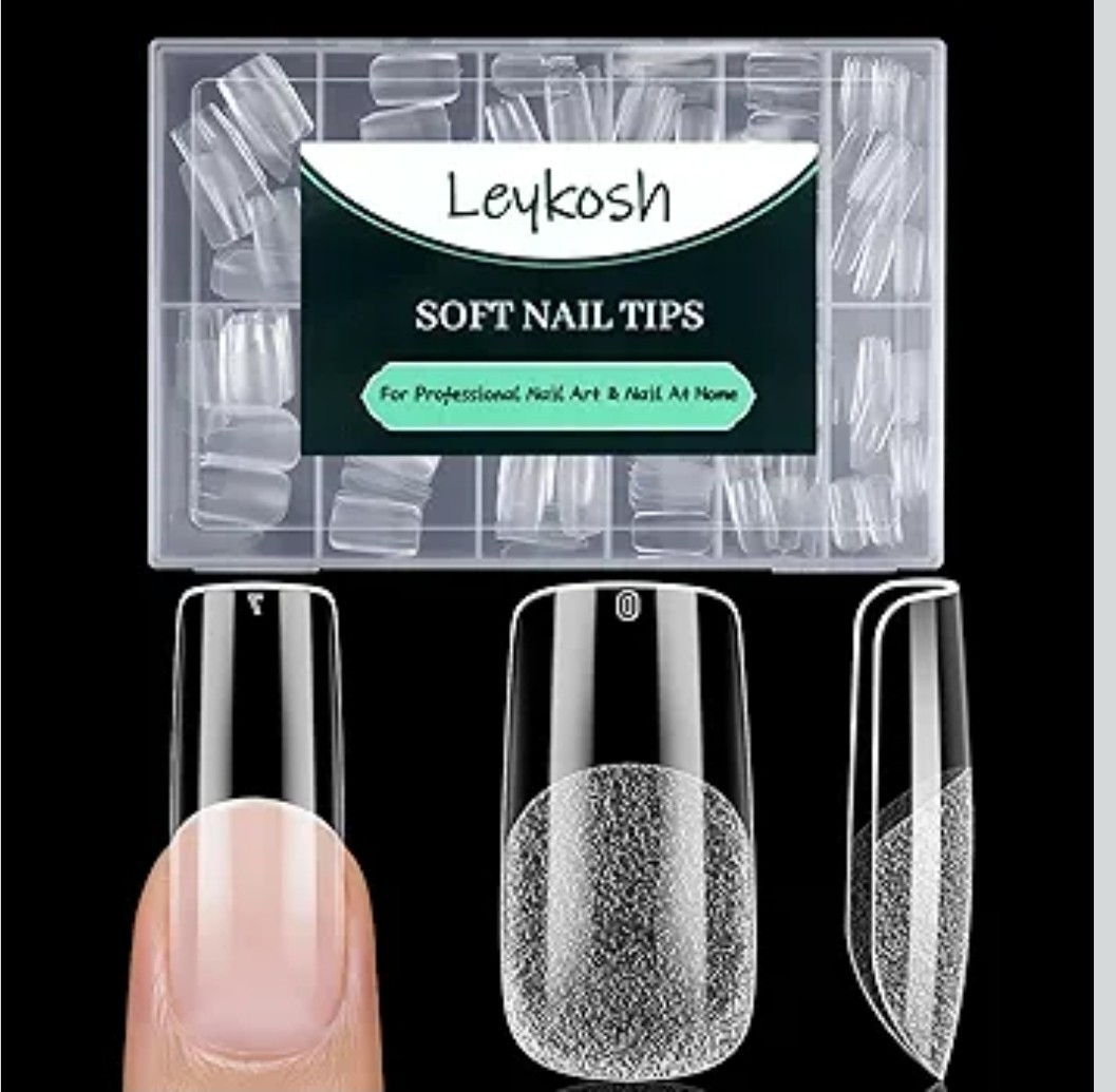 3 pk Leykosh Soft Nail Tips Clear for Professional Nail Art & At-Home Use 648pcs