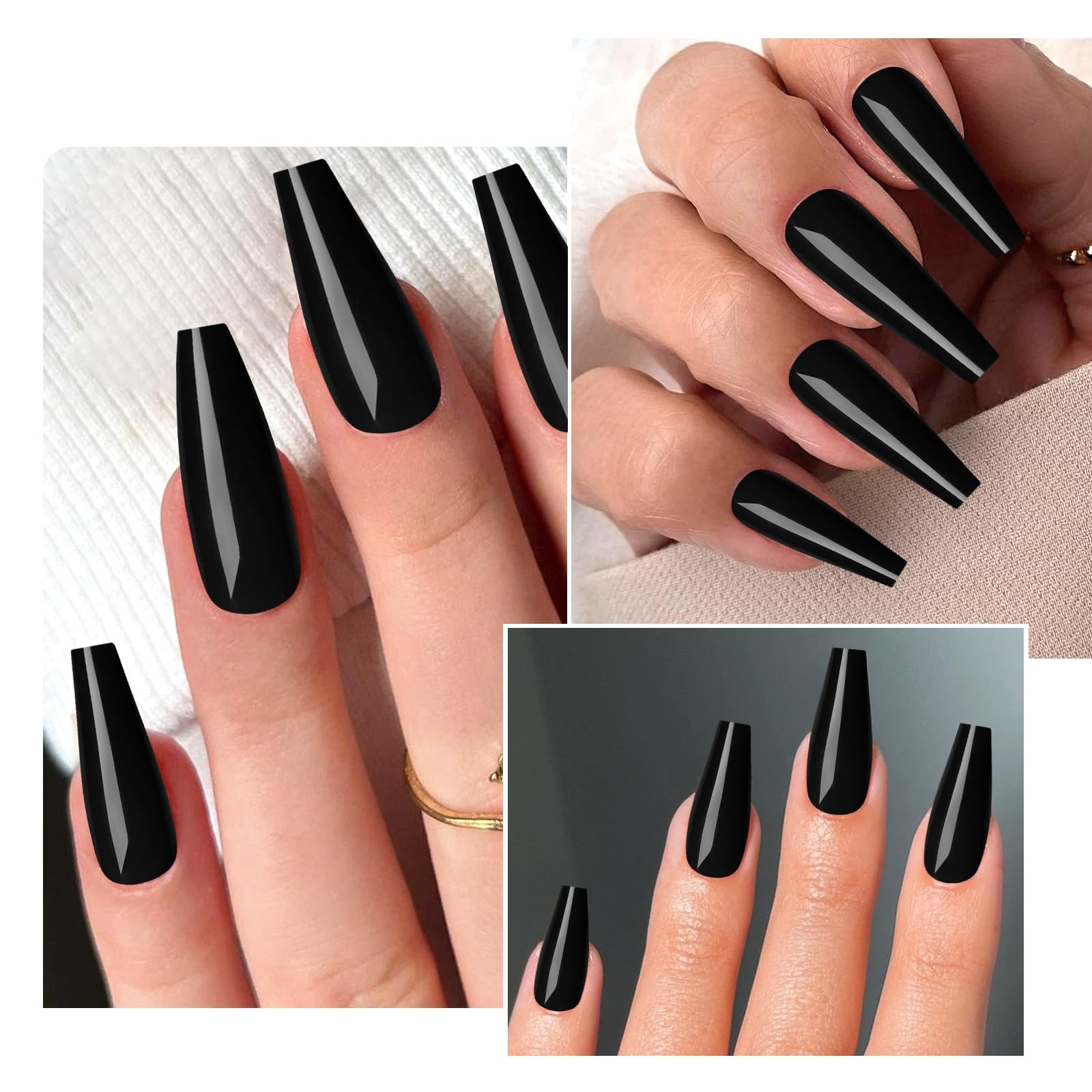 100pc Colored Coffin Press on Nails Long Ballerina False Fake Nail Tips Full …