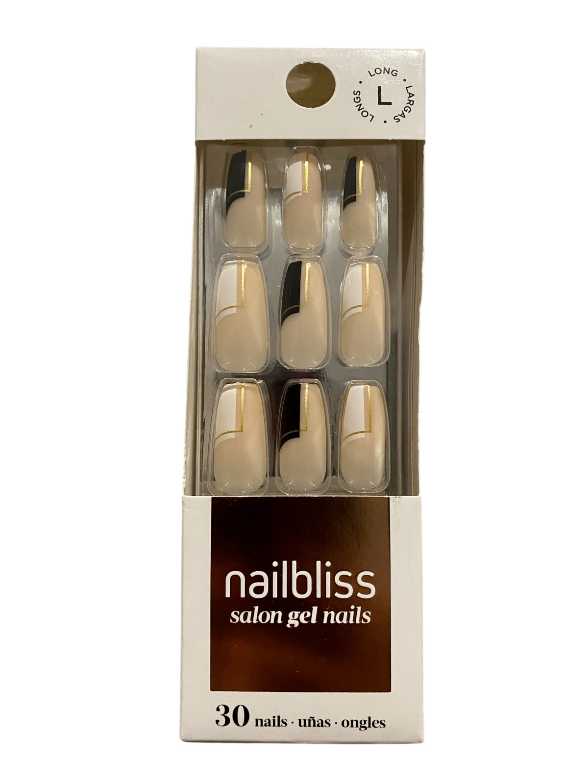 Nailbliss Salon Gel Press On Nails GN168 Golden Age Long 30 Nails