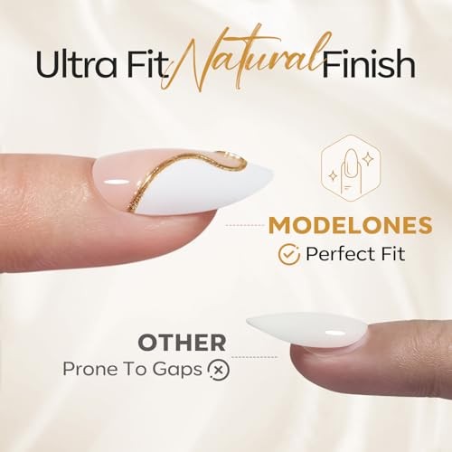 Milky White Press on Nails Almond, Short Almond Fake Nails, A1-Milky White