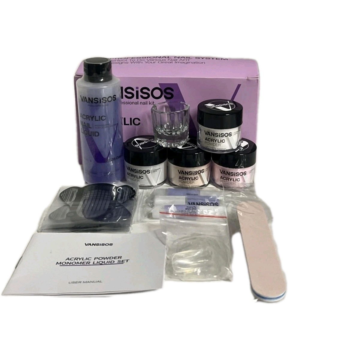 Vansisos Acrylic Nail Kit for Beginners Acrylic Powder & Liquid Nails EXP 12/28
