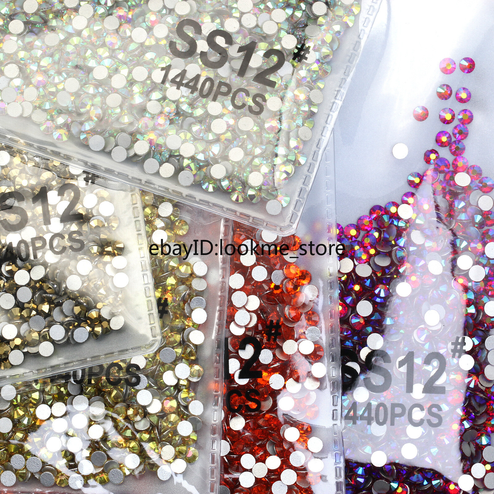 1440pcs 3mm (ss12) Crystal Glass Rhinestones Flatback Gems Nail Art Crafts Decor