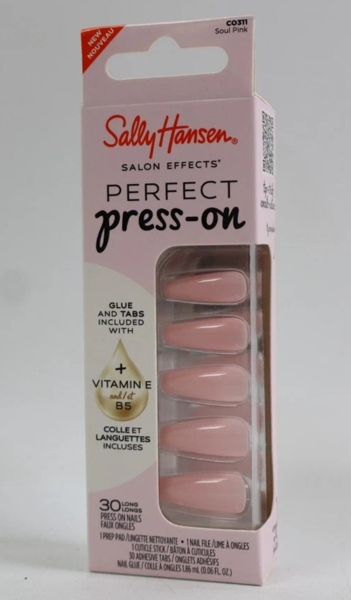 New Sally Hansen Salon Effects Perfect Press-on Nails Soul Pink Glue & Tabs