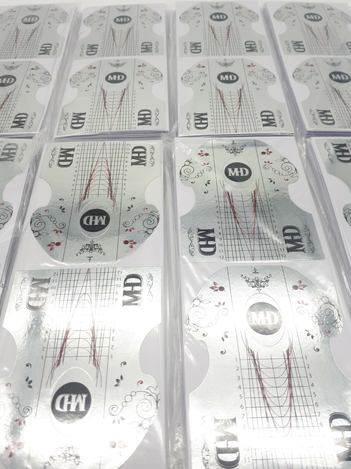 Nail Form Stickers – Acrylic UV Gel Extension Guide | Red/Silver | Pick Qty | UK