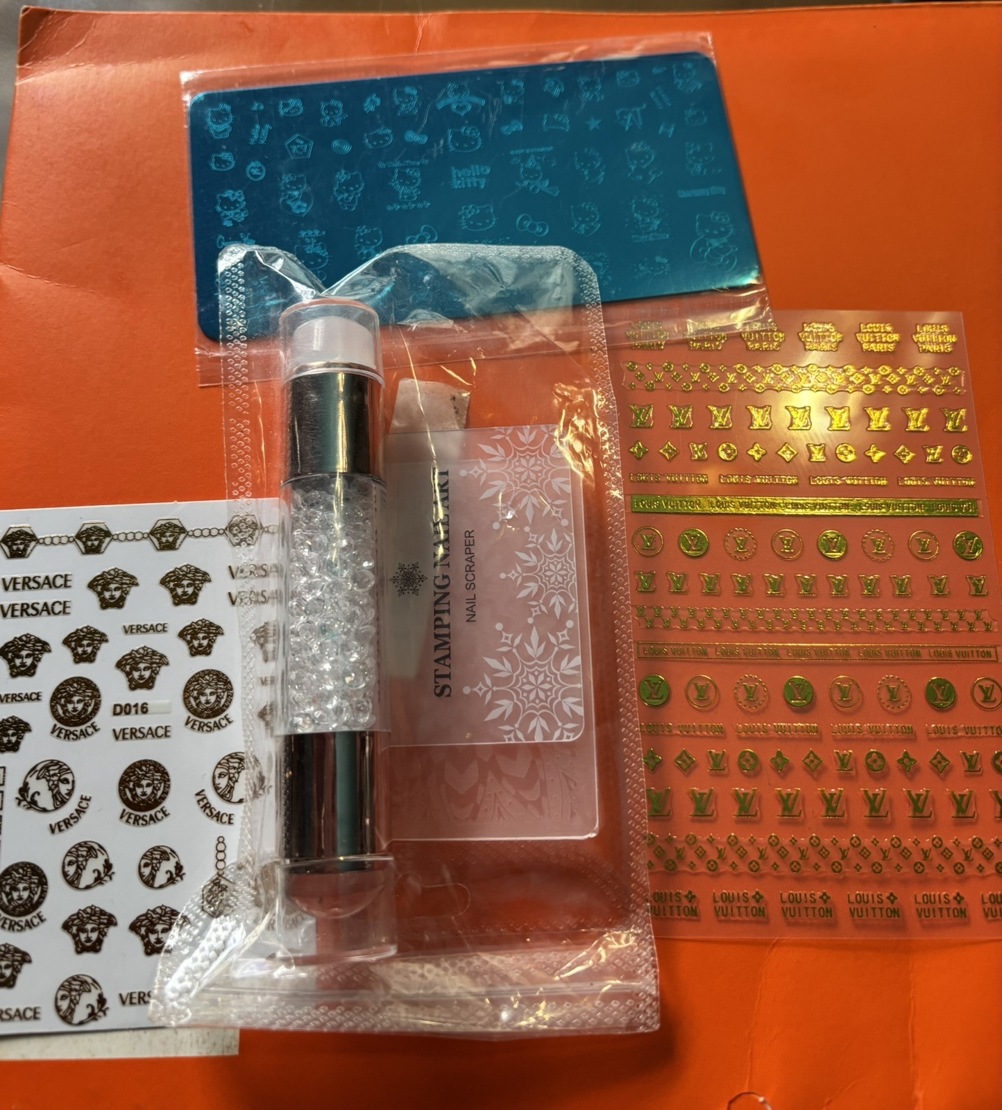 Nail Art Supplies Bundle Stickers And Stamp Plata And Stamper.