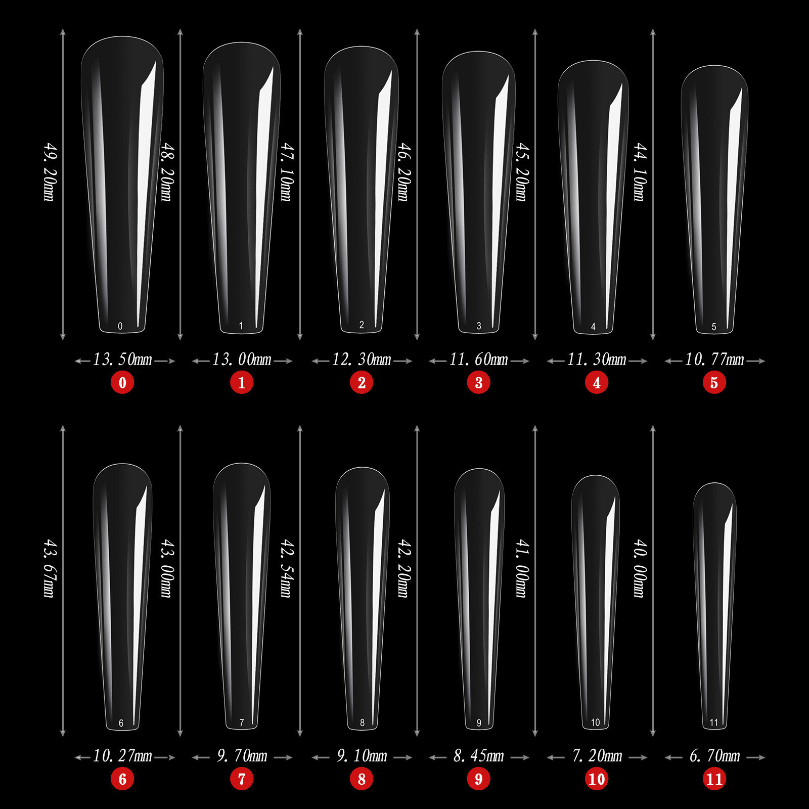504Pcs Extra Long False Nail Tips Ballerina Full Cover C Curve Shape Fake Nails