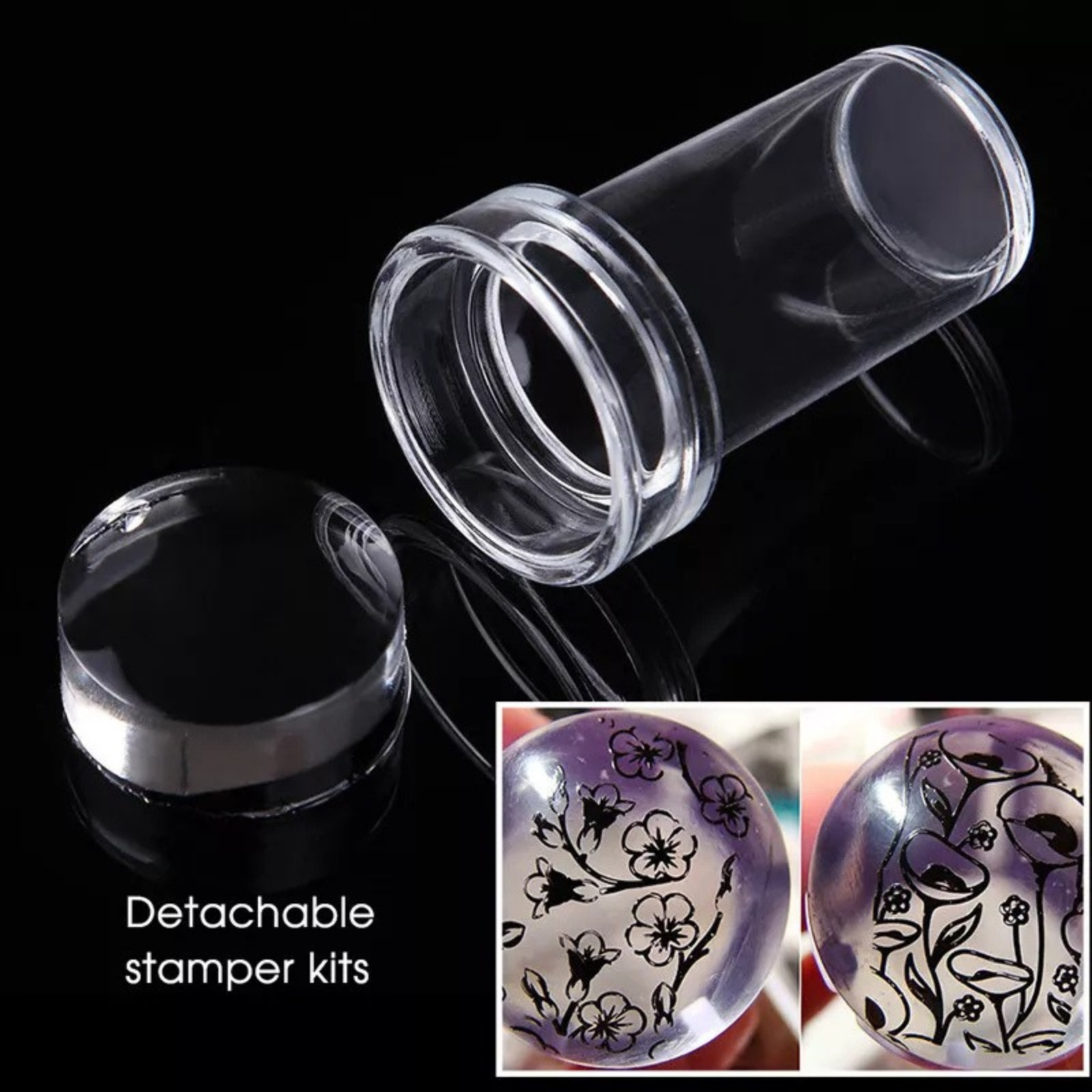 French Nail Art Stamper Silicone Jelly Tool with Scraper for DIY Manicure