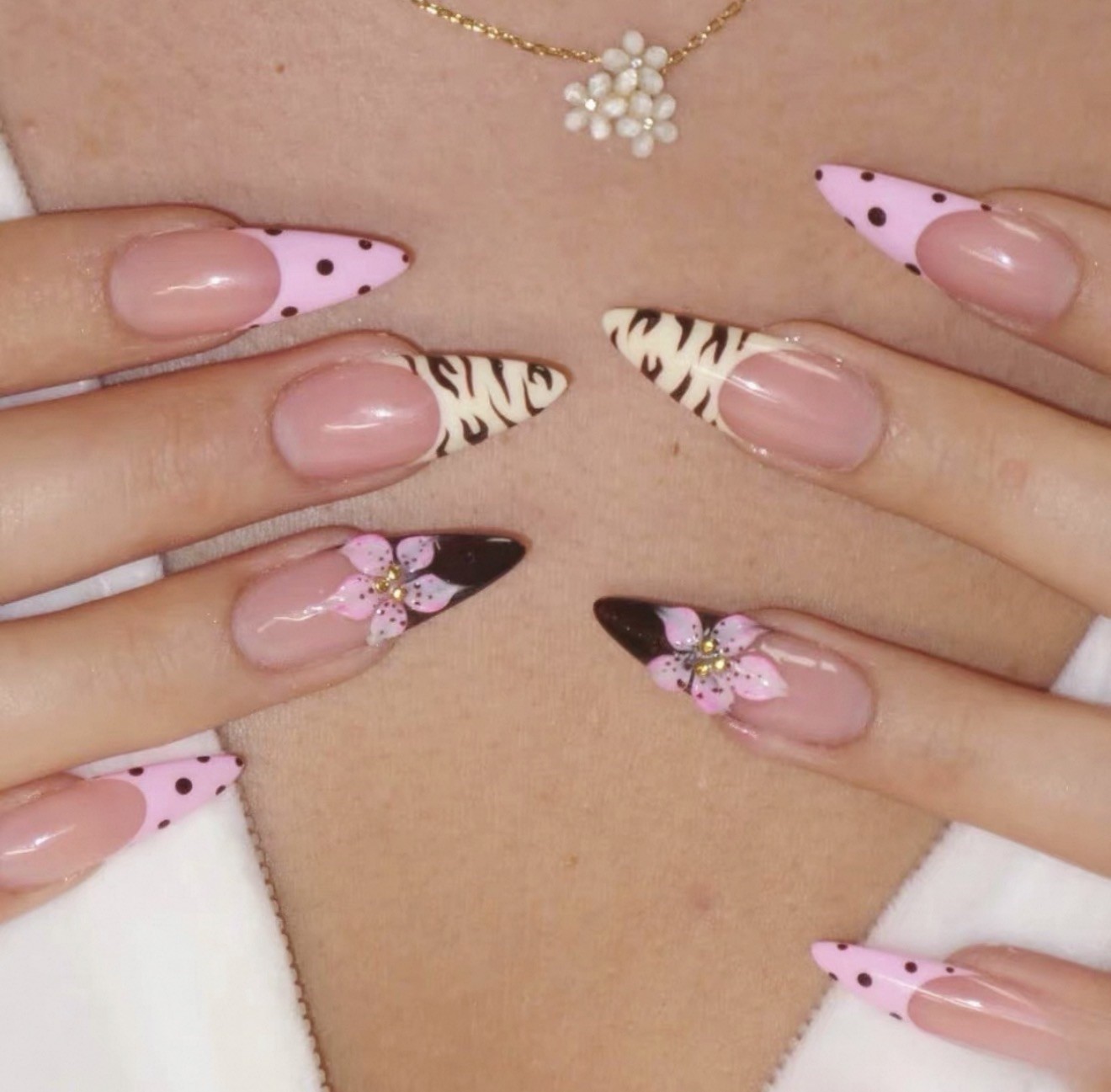 CUSTOM ✨Press-On Nails Long Stiletto 3D Shiny Leopard Theme pink size S