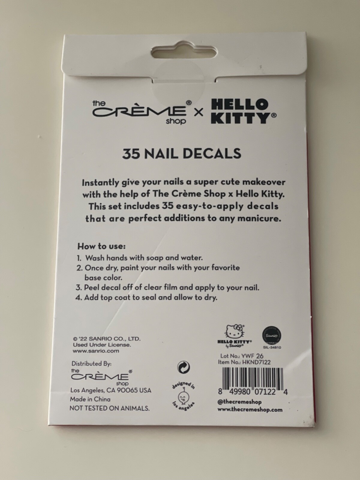 New The Creme Shop Hello Kitty Nail Decor 35 Nail Decals Summer Face Bow Hearts