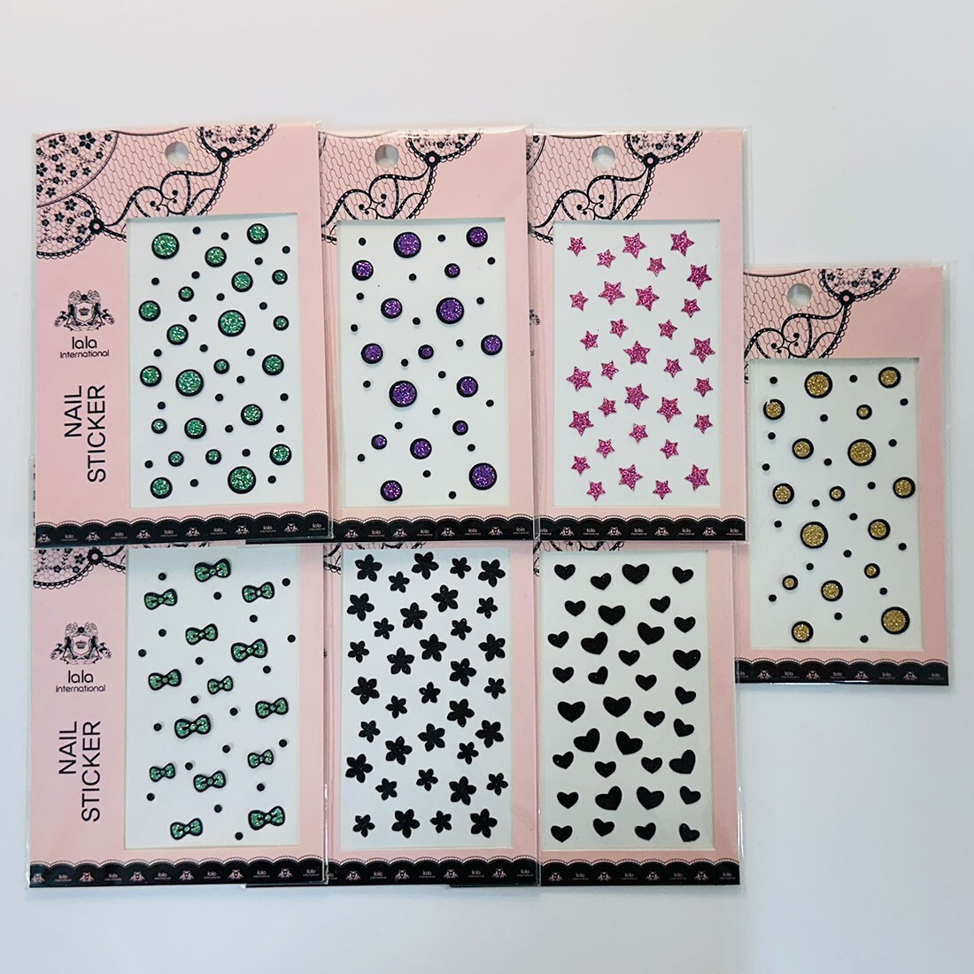 3D Embossed Nail Stickers 7pc Korean DIY Raised Point Decals Made in Korea