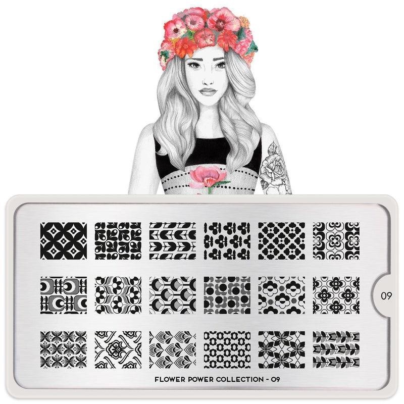 MoYou London Flower Power 09 Nail Stamp Plate Floral Leaf Vine Garden Rainforest