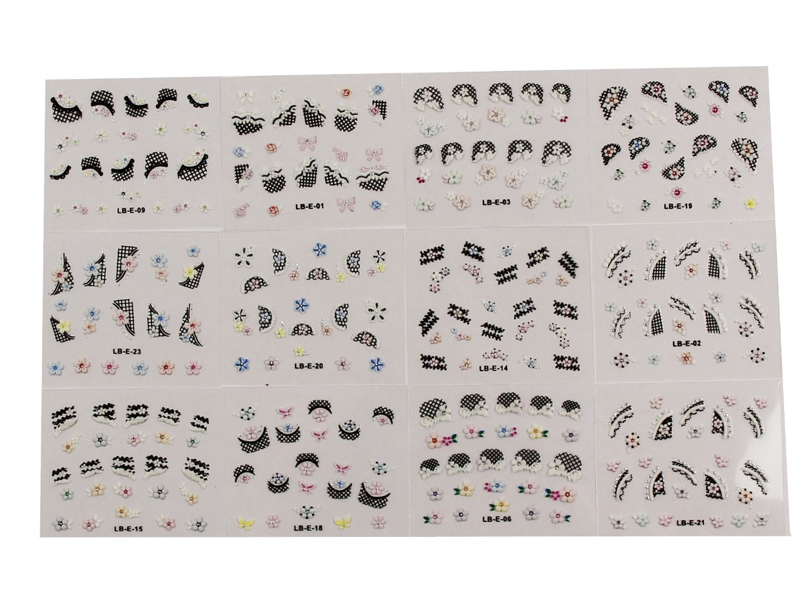 12 Sheets 3D Nail Art Stickers Decals Art Tips Decoration Premium Quality DIY