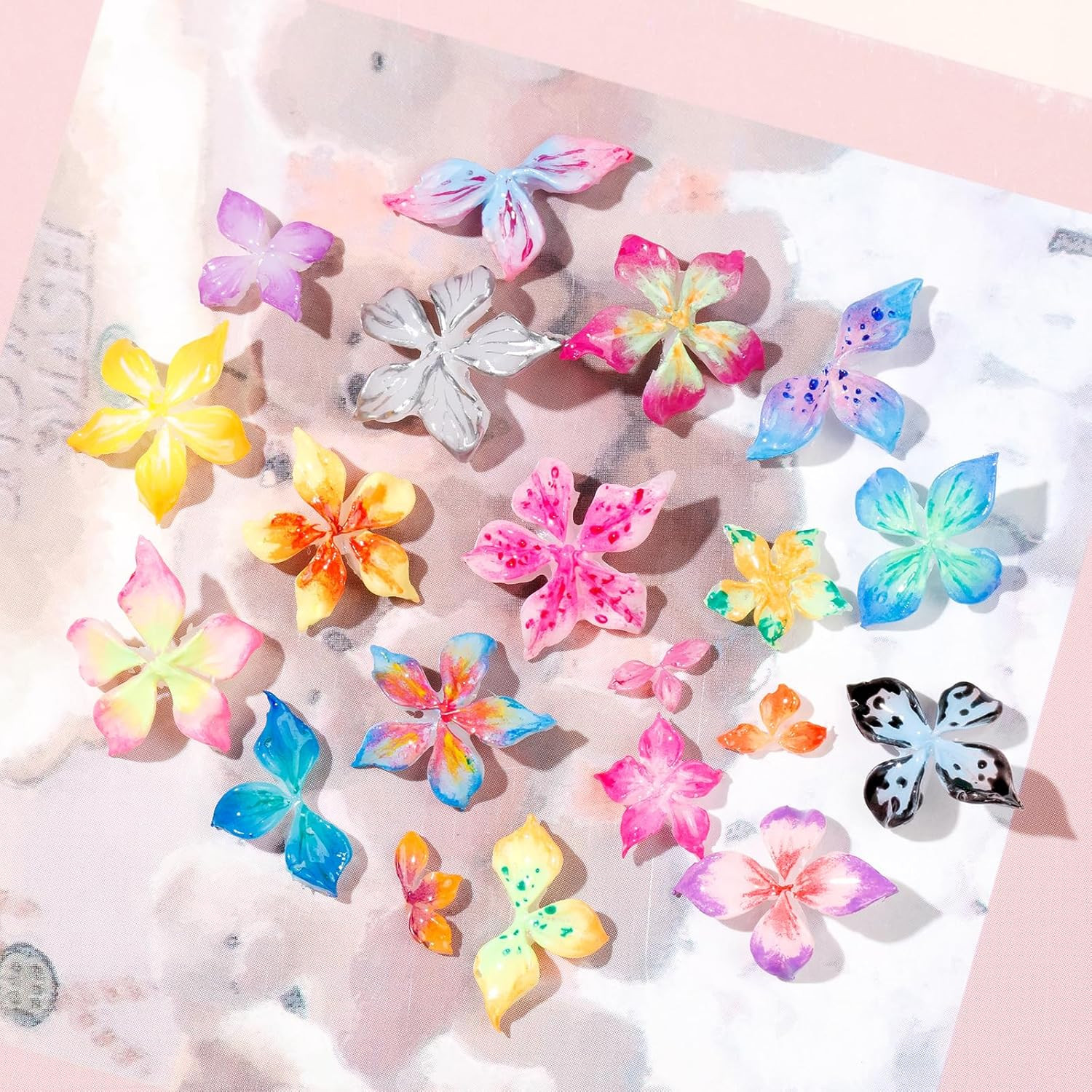 3D Nail Molds for Nail Art, 1PC Silicone 3D Flower Charm Nail Molds for 3D Sculp