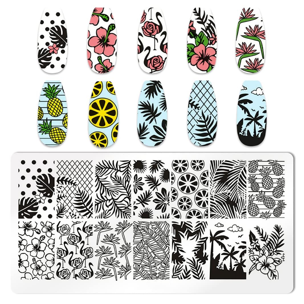 6pcs Seaside Scenery Nail Stamping Plate Nail Stamping Kit for Nails Summer B…