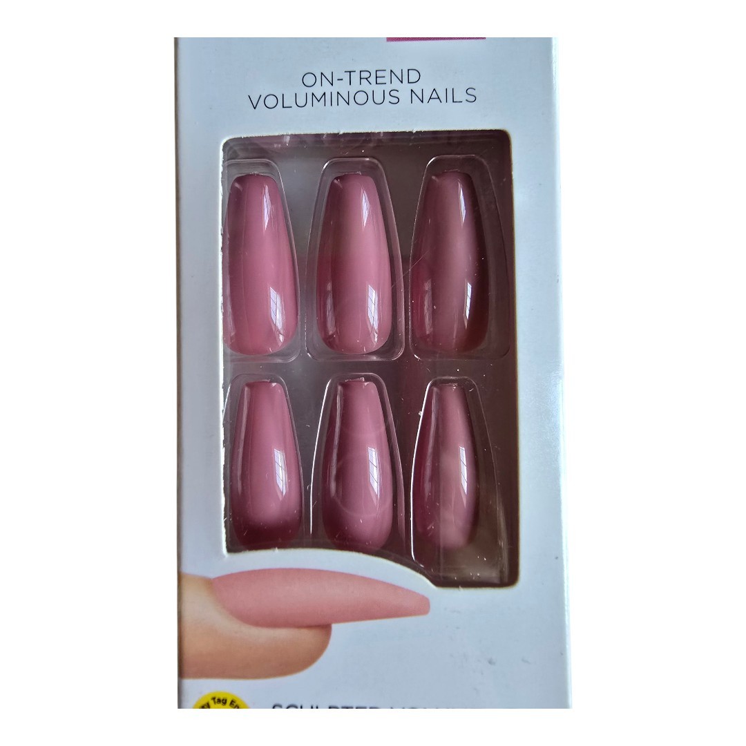 NWB Kiss Artificial Nails Light Mocha Rose Long Sculpted Volume Shape DSC01 Maze