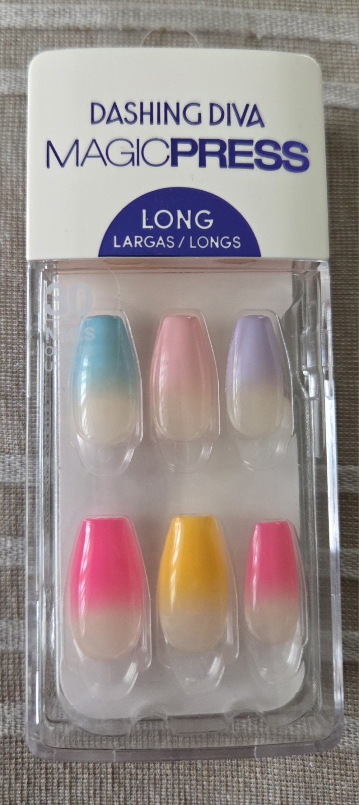Dashing Diva Magic Press-On Nails, “HAPPY MEDIUM ” Long, 30 Count, 12 Sizes
